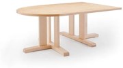 Stôl KUPOL, polovičný ovál, 1400x800x500 mm, linoleum - béžová, breza