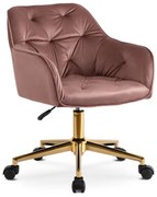 Otočné kreslo KONOR zamat ružová/zlatá