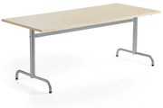 Stôl PLURAL, 1800x800x720 mm, HPL - breza, strieborná