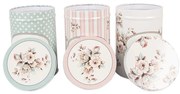 3ks plechová dóza s vekom a kvetmi Tea Sugar Coffee - Ø 8*12 cm