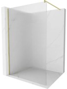 Mexen Kioto, sprchová zástena Walk-In 100 x 200 cm, 8mm sklo s rebrovým vzorom, zlatý matný profil, 800-100-101-55-09