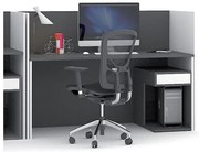 Zostava kancelárskeho stola FUTURE s paravánmi, biela/grafit