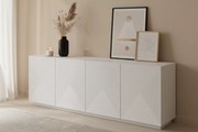 Štvordverová komoda Asha 200 cm - biely mat