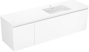 Mexen Orio, kúpeľňová skrinka 160 cm s pravým umývadlom Otis, 1S, 1D, biela matná, 91A13-16047-3-BBFF01-W18P01