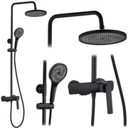 Rea Rebel, sprchový-vaňový set s dažďovou a ručnou sprchovou hlavicou, čierna matná, REA-P2416