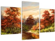 Obraz rieky v jesennej krajine, olejomaľba (90x60 cm)