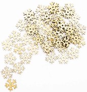 DECOLED Drevená dekorácia snehová vločka, 2 cm, 50 ks v balení