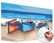 Maľovanie podľa čísel PRÍSTAV A LOĎKY – nízka náročnosť 60x40 cm