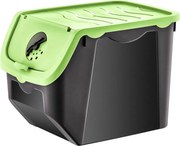 Orion Skladovací černý box na cibuli a brambory,zelené víko (12l)