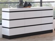 Široká úložná komoda Campania 161 cm, biela/antracit%