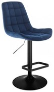 LuxuryForm DESIGN Barová stolička PARIS VELUR na čiernom tanieri - modrá