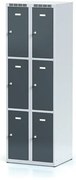 Alfa 3 Šatníková skrinka S6 s úložnými boxami, 6 boxov, 1800 x 600 x 500 mm, otočný zámok, tmavosivé dvere