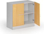 Kovová spisová skriňa s drevenými dverami, demontovaná, 800 x 800 x 400 mm, buk