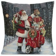 VIANOČNÁ GOBELÍNOVÁ DEKORAČNÁ OBLIEČKA NA VANKÚŠ MERRY4 45X45 CM VZOROVANÁ