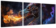 Obraz - Drak pľuvajúce plamene (s hodinami) (90x30 cm)