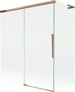 Mexen Rox, L posuvná 2-krídlová vaňová zástena 140 + 70 x 150 cm, 8mm číre sklo, ružové zlato profil, 8C9L-140-070-60-00