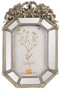 Strieborný antik fotorámik so zrkadlami a kvetmi Romantique - 15*3*24 cm / 10*15 cm