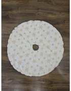 Biely koberec pod stromček so zlatými vločkami 152cm