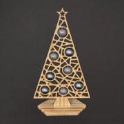 AMADEA Dekorácia strom na podstavci geometrický so sivými guľami, 110 x 65 cm, český výrobok