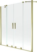 Mexen Velar Duo vaňová zástena dvojkrídlová Posuvný 160 x 150 cm, Priehľadné, zlatý - 896-160-000-02-50