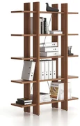 Kancelársky regál vysoký krátky SOLID, 1250 x 400 x 1825 mm, orech