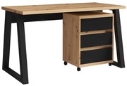 Súprava Iga I Písací stôl + skrinka na kolieskach Dub Artisan / čierna mat