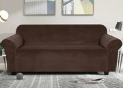 Elastický plyšový poťah na dvojmiestnu pohovku BestBerg / čokoláda