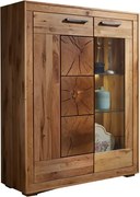 Drevený sekretár z masívu s vitrínou vpravo, 104x40x135 cm