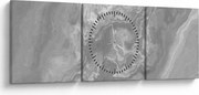 Obraz - Mramor v čiernobielej (s hodinami) (90x30 cm)