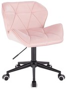 LuxuryForm DESIGN Stolička MILANO VELUR na čiernej podstave s kolieskami - svetlo ružová