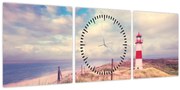Obraz - Červený maják (s hodinami) (90x30 cm)