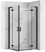 Rea Hugo Double, 2-krídlový sprchovací kút 80 (dvere) x 80 (dvere) x 200 cm, 6mm číre sklo, čierny profil, REA-K6600