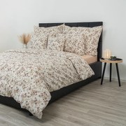 Kvalitex Krepové obliečky Kvietky béžová, 140 x 220 cm, 70 x 90 cm