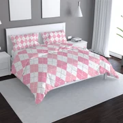 Sablio Obliečky Ružové a biele kosoštvorčeky - 140x200 / 90x70