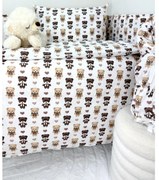 Posteľná obliečka do postieľky Mackové objatie 90x130 / 45x65 cm – 100% bavlna, motív mackov, zips