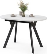 Mazzoni ALMO Biely mat / čierne nohy - OVÁLNY ROZKLADACÍ STÔL 120-220 cm PRE 10-12 OSÔB