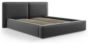 Tmavosivá zamatová čalúnená dvojlôžková posteľ s úložným priestorom s roštom 180x200 cm Arendal – Cosmopolitan Design