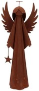 Hrdzavý antik plechový anjel s hviezdičkou Rusty Angel - 25*15*60 cm
