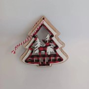 DECOLED Ozdoba, stromeček, 9,5 x 10,5 cm, dřevěná