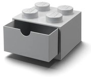 Sivý stolový box so zásuvkou LEGO® Brick, 15,8 x 11,3 cm