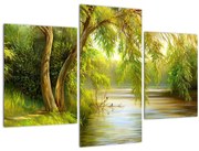 Obraz - Vŕba pri jazere, olejomaľba (90x60 cm)
