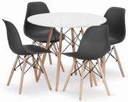 Jedálenský stôl TODI biely 90 cm so štyrmi stoličkami OSAKA čierne