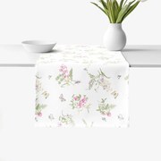 Goldea behúň na stôl 100% bavlnené plátno - farebné lúčne kvety na bielom 20x120 cm