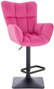 LuxuryForm DESIGN Barové kreslo AURORA VELUR na čiernej hranatej podstave - tmavo ružové