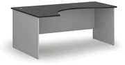 Ergonomický kancelársky pracovný stôl PRIMO GRAY, 1800 x 1200 mm, ľavý, sivá/wenge