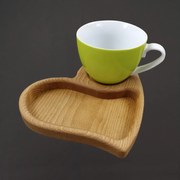 AMADEA Drevená miska srdca s hrnčekom, masívne drevo, rozmer 17 x 15,5 cm, český výrobok