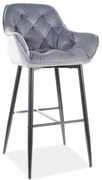 Barová stolička Cherry Velvet I, sivá / čierna