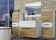Kúpeľňový nábytok Belini dub sonoma / biely mat + umývadlo + zrkadlo  ROD M 4/0/W/DSW/0/ZW