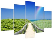 Obraz - Krajina a dúha (150x105 cm)