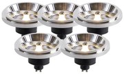 Sada 5 stmievateľných LED žiaroviek GU10 AR111 11W 810lm 2700K